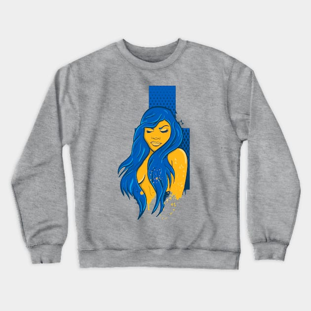 Birds with blue hair beauty Crewneck Sweatshirt by Joebarondesign